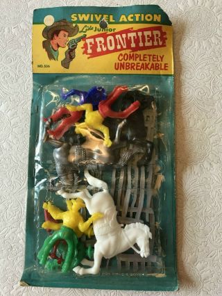 Vintage Lido Junior Frontier Swivel Action Cowboy Western Plastic Toy Set Moc