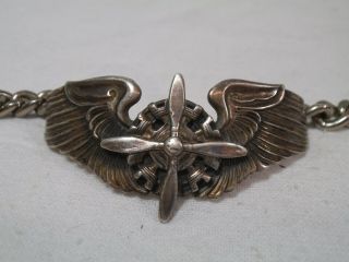 Ww2 Usaaf,  Sterling 3 " Flight Engineer Pilot Wing,  Wwii Pin Made Into 6 " Bracelet