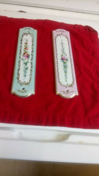 Two Vintage Finger Door Pushes.  One stamped Limoges France And The Other Halga 2