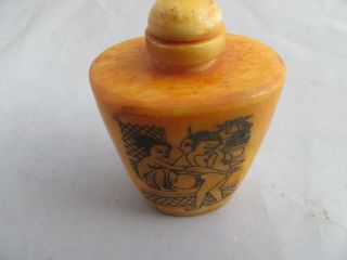 Chinese Master Hand - Painted Characters The Story Cattle Bone Snuff Bottle W06