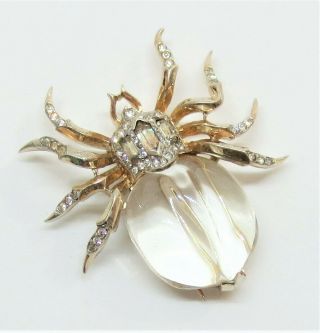 Vintage Trifari Jelly Belly Sterling Spider Pin Signed