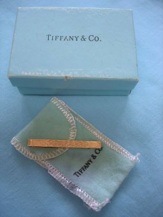 TIFFANY 14K Yellow Gold Mens Tie Bar / Money Clip Vintage No Monogram 5