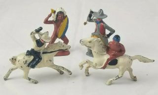 Barclay Masked Cowboy Lead Figure Horse Indian Rare Tail Down