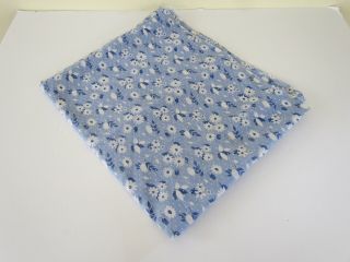 Vintage Swiss Dot Flocked Daisy Tulip Polka Dot Cotton Fabric Blue White 4,  Yds