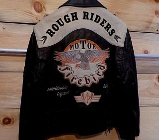 Vintage Leather Custom Biker D Pocket Fire Bird Jacket Rare Heavy Cowhides