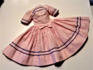 lovely vintage Alexander Cissy dress Rare pink stripe with blue rick rack trim 3