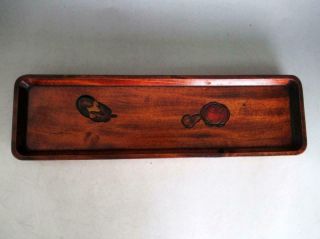 Japanese Wooden Sencha Tea Tray W/sign; Tasteful Carving/ 8842