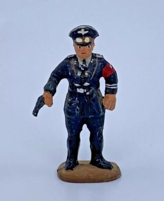 Lesch Nazi Lead Toy Soldier Holding Gun German Solider Ww2 Rare Hand Painted