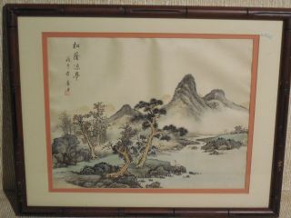 Vintage Chinese Scroll Painting Of Landscape