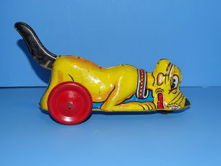 1939 Vintage Disney Pluto Tin Lithography Lever Action Toy,  Made By Marx