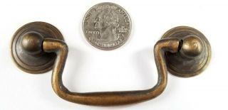 2 Ant.  Style Brass Swan Neck Bail Pull Drawer Cabinet Handles 2 - 3/4 