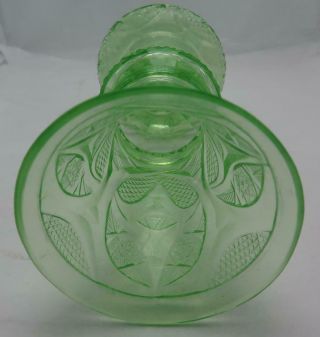 Antique Early 20th c.  Green Uranium Cut Glass Vase 7.  5 