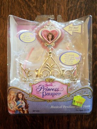 Vintage Mib Barbie The Princess And Pauper Musical Led Pendant And Tiara Crown