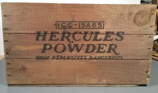 Hercules Powder Box Crate High Explosives 50 Lb Dangerous 18x15x10 Antique Tnt