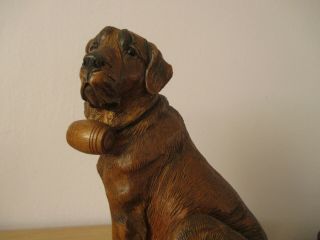 ANTIQUE BLACK FOREST CARVED ST.  BERNARD DOG SWISS WOOD CARVING 11