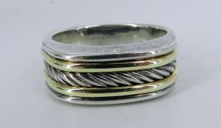 David Yurman Dy 925 585 Sterling Silver 14k Yellow Gold Wedding Band Ring Sz11.  5
