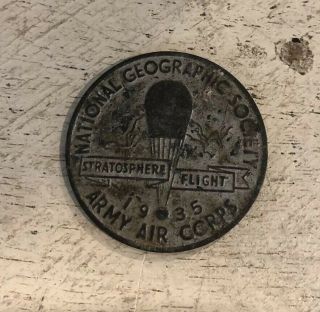 Dow Chemical Co Metal Stratosphere Balloon Flight Army Air Corps Coin Medal 1935