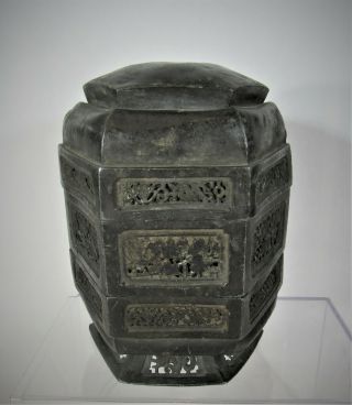 Antique Chinese Japanese Pewter Stacking Tea Caddy Trinket Box