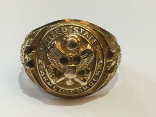 Vintage 10k Gold United States Armed Forces Military Ring Size 9.  5