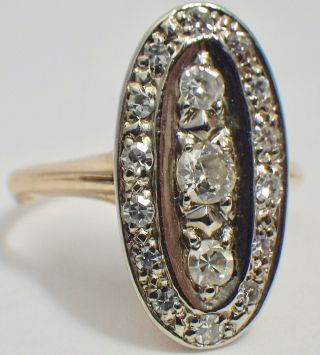 Vintage 1940 ' s 14K Yellow Gold Multi - Diamond 1/5 ctw Ring Size 4 6