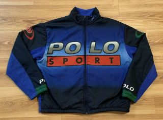 Vintage 90’s Polo Sport Ralph Lauren Pepsi Logo Jacket Xl 92 93 Usa Fleece Poly