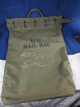 Vintage Korean War Era Us Mail Army Green Canvas Bag