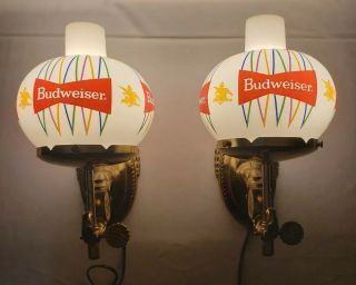 2 Vintage Budweiser Wall Sconces,  With Bowtie Globes.