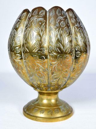 Indian Brass Lotus Pot Early 20th Century