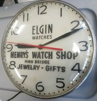 Vintage Elgin Watch Lighted Pam Advertising Clock Sign