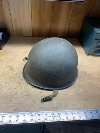 Vintage Steel Military Helmet Pot Style W/ Strap