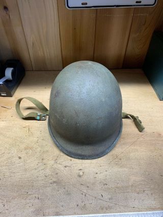 Vintage Steel Military Helmet Pot Style w/ Strap 2