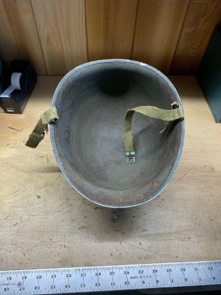 Vintage Steel Military Helmet Pot Style w/ Strap 8