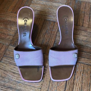 Vintage Pink Chanel Slide Heels Size 8.  5