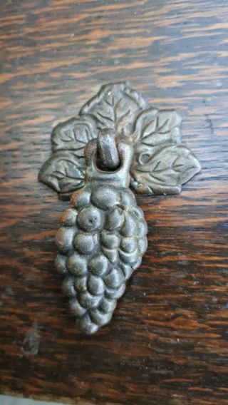 6x Antique Drop Handles - Bunches Of Grapes With Vine Leaf Backs