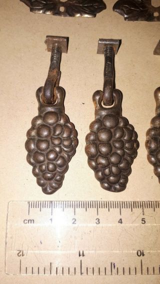 6x Antique Drop Handles - Bunches Of Grapes With Vine Leaf Backs 5