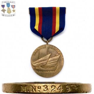 M.  No.  3249 U.  S.  Marine Corps Yangtze Service Medal Wrap Brooch Us Numbered