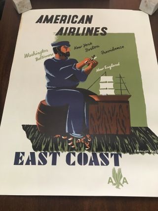 Vintage Travel Poster - Ameican Airlines East Coast By E.  Mcknight Kauffer