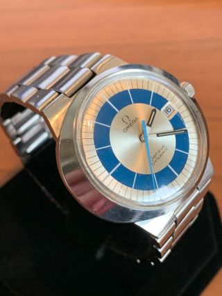 Omega Automatic Geneve Dynamic Vintage Watch Blue Dial Stainless Steel Band 2