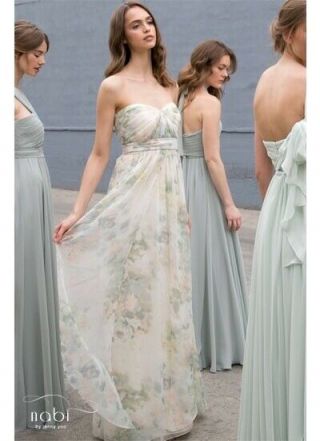 Jenny Yoo Nyla Print Bridesmaid Dress - Ivory Sage Vintage Floral - Size 14