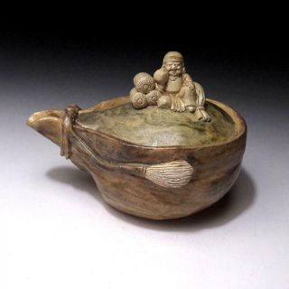 6a6: Vintage Japanese Sencha Tea Pot,  Hohin,  Raku Ware,  Seven Lucky Gods