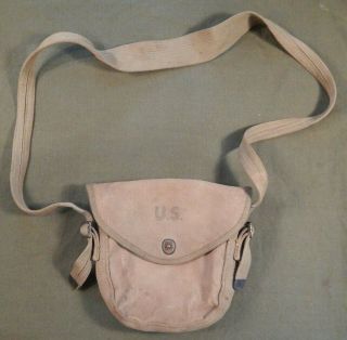 Wwii U.  S.  Army,  1942 Dated Shoulder Bag For The M - 1928 Thompson Sg Round Drum