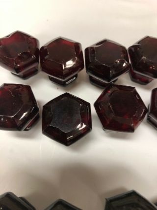 10 Vintage cherry red glass drawer pulls knob handles.  And 5 in black. 2