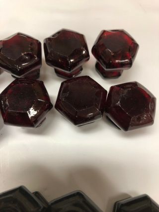 10 Vintage cherry red glass drawer pulls knob handles.  And 5 in black. 3