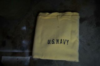 Vintage WWII Era 1940s US Navy ship Wool Blanket 72x42 Rare Exc. 2