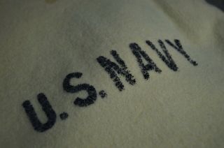 Vintage WWII Era 1940s US Navy ship Wool Blanket 72x42 Rare Exc. 3