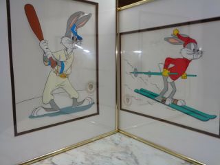 Vtg Sericel Warner Bros Bugs Bunny Baseball & Snowshoe Robert Mckimson