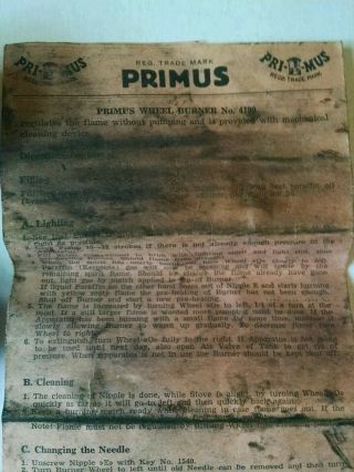 Vintage Primus No 41camp stove with 10