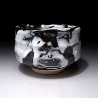 6D4 Japanese pottery tea bowl,  Seto ware by Famous Eichi Kato,  Snow white glaze 5