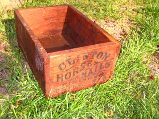 Antique Primitive Wood Horses Horse Nail Box 7 1/2 X 4 1/2 X 11