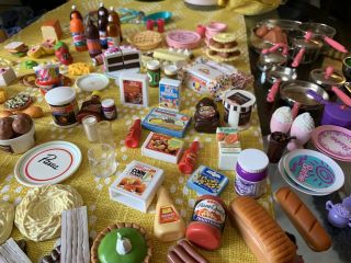TYCO Kitchen Littles Barbie Dishes,  Food,  Soda,  Utensils - RARE - VINTAGE 3